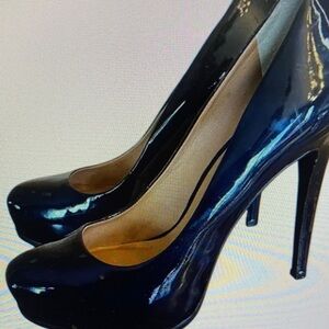 bebe Shiny Black Heels